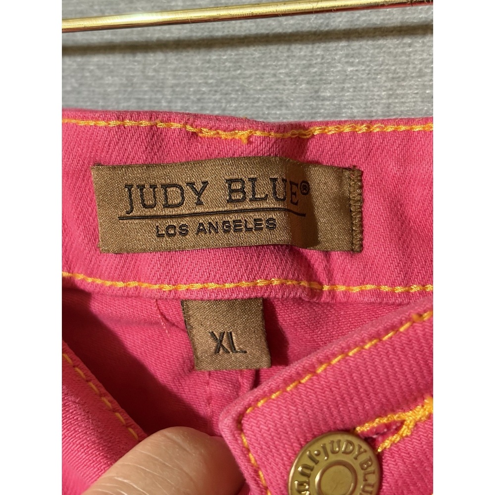 Judy Blue Shorts Womens XL Pink High Rise Denim 5-Pocket Garment Dyed Stretch - Picture 2 of 12
